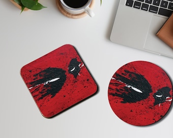 Personalised High Gloss Cup Coasters, Square Drink Coaster, Round Coffee Coaster, Personalised Gift, Disney Deadpool Splash Adventure