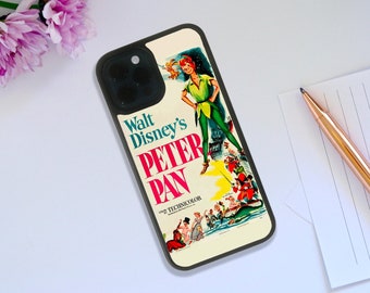 Stylish Rubber Phone Case, Custom Snapback Phone Cover, Personalised Gift, Disney Peter Pan, Vintage Poster, Neverland