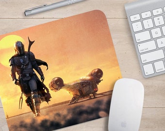 Gaming Mouse Pad, Non-slip Rubber base Mouse Mat, Waterproof Surface, Office Working, Razor Crest, The Mandalorian - Add your Name!