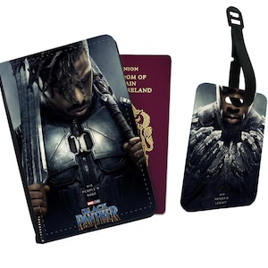 BLACK PANTHER Gepersonaliseerde paspoorthoes en bagagelabel, cadeau, reizen, avontuur, superheld, Wakanda, cadeau,