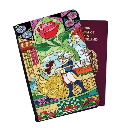 Disney Beauty And Beast Stained Glass Mosaic Passport Cover