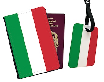 Personalised Passport Cover, Customised Luggage tag, Travel Gift Set, Travel Gift, Wanderlust, Flag, Italy - All Countries Available!