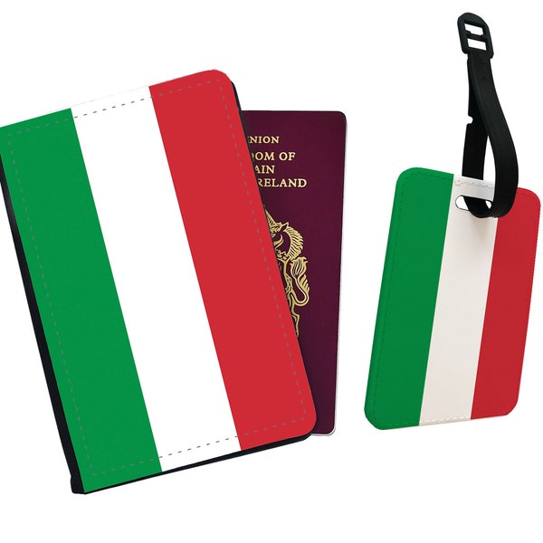 Personalised Passport Cover, Customised Luggage tag, Travel Gift Set, Travel Gift, Wanderlust, Flag, Italy - All Countries Available!