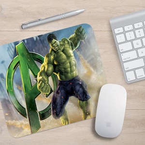 Gaming-Mauspad, rutschfeste Gummibasis Mausmatte, wasserdichte Oberfläche, Büroarbeit, Marvel, Avengers, Endgame, Hulk - Fügen Sie Ihren Namen hinzu!