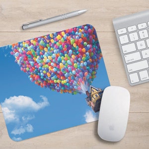 Gaming-Mauspad, rutschfeste Gummibasis Mausmatte, wasserdichte Oberfläche, Büroarbeit, Disney Up, Luftballons, Haus - Fügen Sie Ihren Namen hinzu!