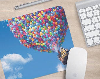 Gaming Mouse Pad, Non-slip Rubber base Mouse Mat, Waterproof Surface, Office Working, Disney Up, Balloons, House - Add your Name!