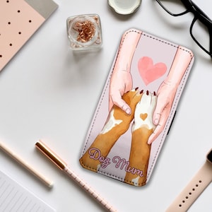 Portemonnee telefoonhoesje met kaartinzet, gepersonaliseerde telefoonhoes, gepersonaliseerde telefoonhoes, hond mama telefoonhoes, kat mama telefoonhoesje - voeg je naam toe!