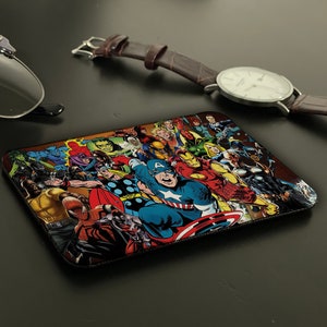 Stilvoller Kartenhalter, schlanker Kunstleder-Kartenhalter, personalisierte Kreditkarten-Geldbörse, benutzerdefinierte Namens-Geldbörse, Leder-Kartenhalter, Avengers