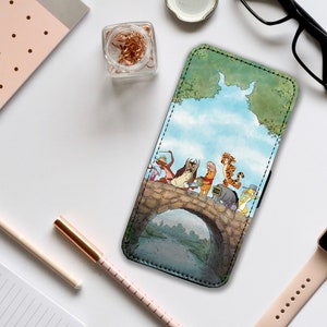 Capa de celular tipo carteira com compartimentos para cartões, capa de couro personalizada para celular, capa personalizada, Ursinho Pooh da Disney e seus amigos - Adicione seu nome!