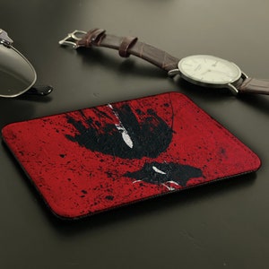 Porta-cartões fino de couro sintético, carteira de cartão de crédito personalizada, presente personalizado para ela e para ele, Marvel Deadpool