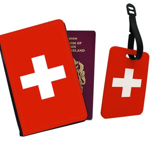 Personalised Passport Cover, Customised Luggage tag, Travel Gift Set, Travel Gift, Wanderlust, Flag, Switzerland - All Countries Available!