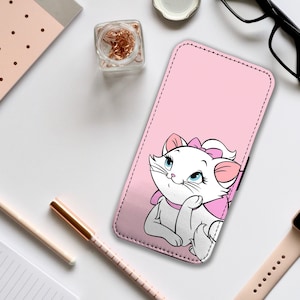 Capa de celular tipo carteira com compartimentos para cartões, Disney Cute Marie, capa de celular Aristocats, presente para ela - adicione seu nome!