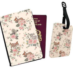 Gepersonaliseerde paspoorthoes, aangepast bagagelabel, reisaccessoires set cadeau, Disney Bambi