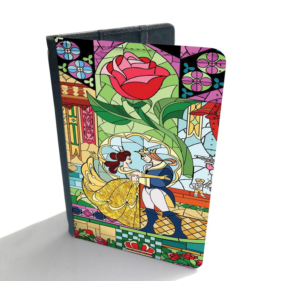 Disney Beauty And Beast Stained Glass Mosaic Passport Cover