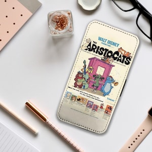 Custodia per telefono con portafoglio e inserti per carte di credito, custodia in pelle personalizzata per telefono, custodia per telefono personalizzata, graziosa custodia Disney Aristogatti: aggiungi il tuo nome!