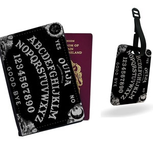 Passport Cover & Luggage Tag, Faux Leather Travel Accessories Set, Travel Gift, Adventure, Ouija Game, Origin of Evil Spirit Board