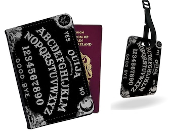 Passport Cover & Luggage Tag, Faux Leather Travel Accessories Set, Travel Gift, Adventure, Ouija Game, Origin of Evil Spirit Board