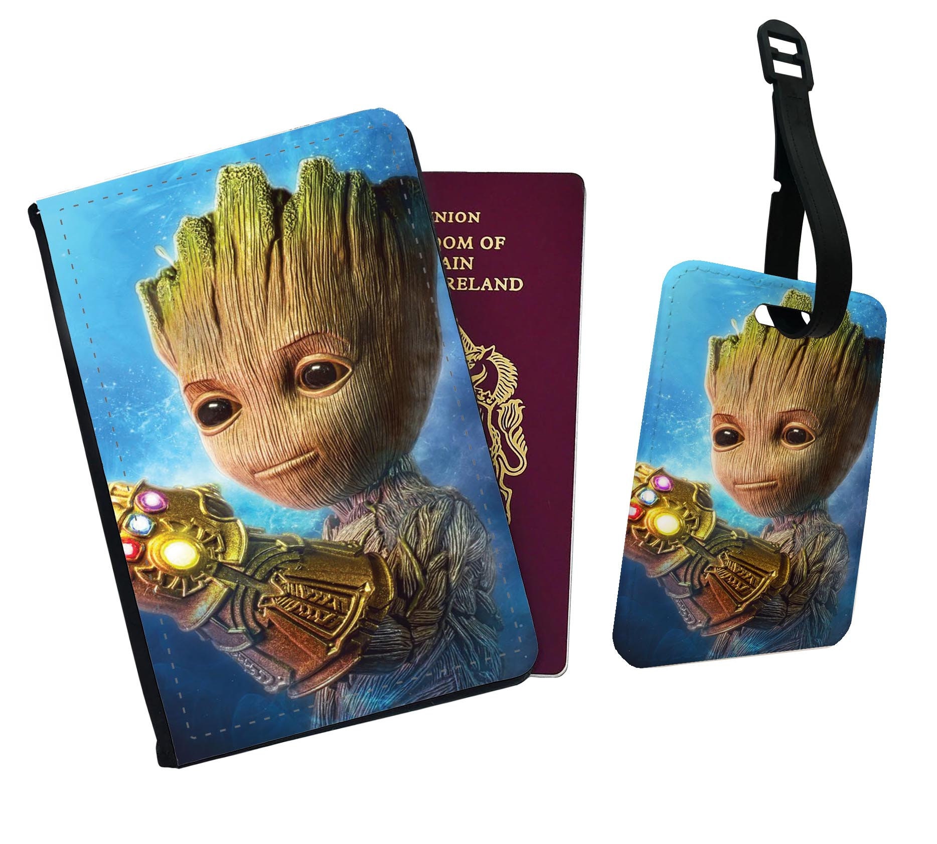 Personalised Passport Cover and luggage Tag, Gift, Travel, Adventure Baby Groot