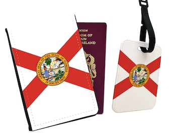 Passport Cover, Customised Luggage tag, Travel Gift Set, State Flag Florida, Add your name!