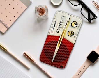Wallet Phone Cover with Card Inserts, Personalised Leather Phone Cover, Custom Phone Case, Vintage Classic Speaker Box - Add your name!