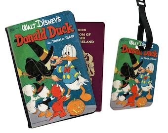 Personalised Passport Cover and Luggage Tag Gift Travel Holiday Adventure Disney Donald Duck