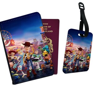Gepersonaliseerde paspoorthoes en bagagelabel, cadeau, reizen, avontuur, speelgoed, vrienden, kinderen, cowboy, astronaut