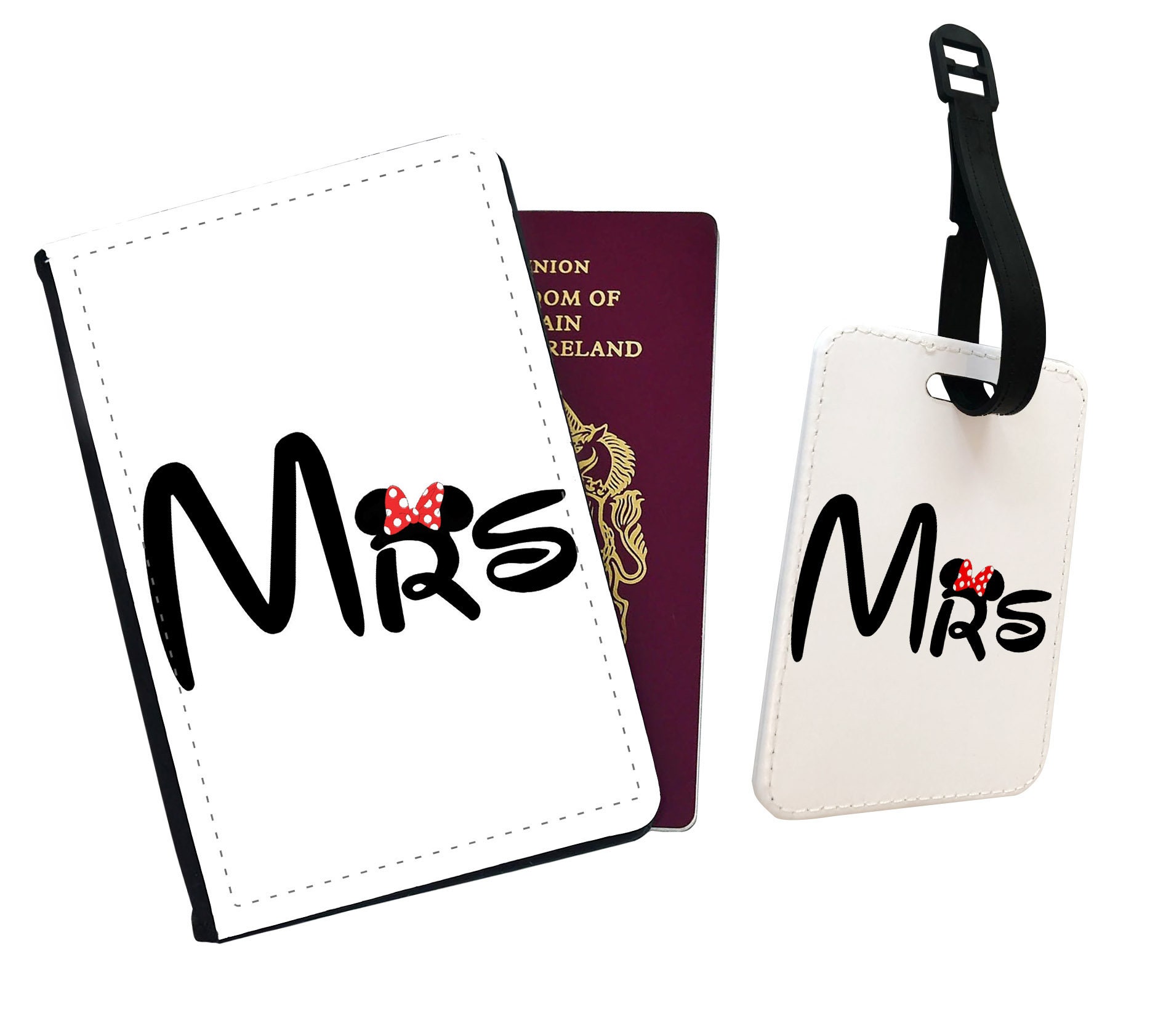 Personalised Matching Travel Set Personalised Passport Cover Customised Luggage Tag Disney Mr Mrs Set Travel Gift for Newly Weds Etsy UK