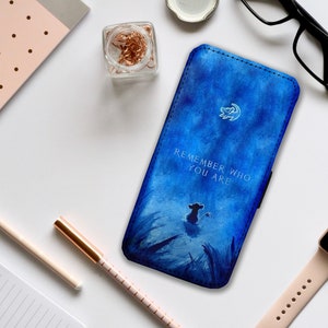 Custodia per telefono con portafoglio e inserti per carte, custodia per telefono personalizzata, custodia per telefono personalizzata, Disney Il Re Leone, Mufasa, Simba Ricorda chi sei