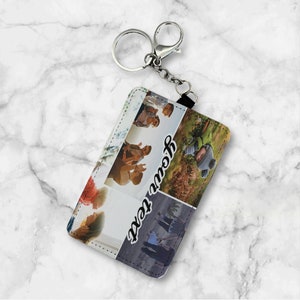 Wischgesten: Personalisierter Ausweishalter für ultimative Chic-Vibes! Kundenspezifische Collage oder einzelne Foto-Geldbörsen-Kartenhalter