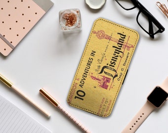 Wallet Phone Cover with Card Inserts, Personalised Leather Phone Cover, Custom Phone Case, Disney Case, Disneyland Admission Ticket