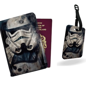 Gepersonaliseerde kunstleren paspoorthoes en bagagelabel - Set reisaccessoires cadeau - Star Wars Stormtrooper Grand Army of the Republic