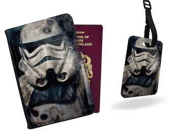 Personalised Faux Leather Passport Cover & Luggage Tag - Travel Accessories Set Gift - Star Wars Stormtrooper Grand Army of the Republic