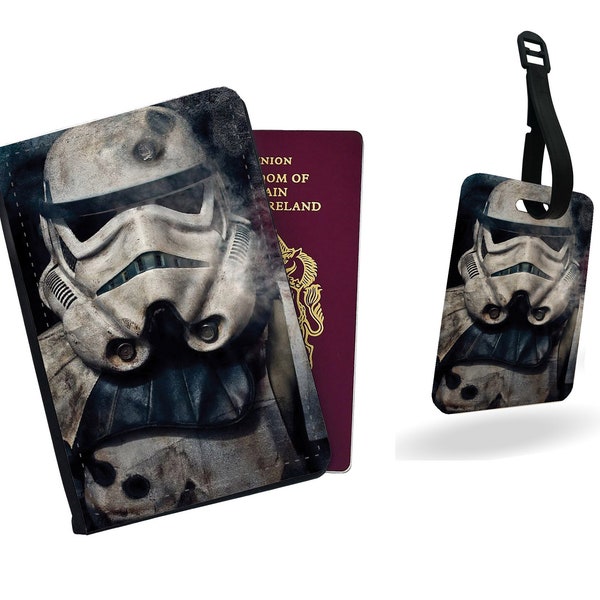 Personalised Faux Leather Passport Cover & Luggage Tag - Travel Accessories Set Gift - Star Wars Stormtrooper Grand Army of the Republic