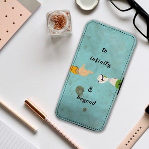 Capa de celular tipo carteira com compartimentos para cartões, capa de celular personalizada, capa de celular personalizada, Toy Story, Woody, Buzz Lightyear, Ao Infinito e Além!