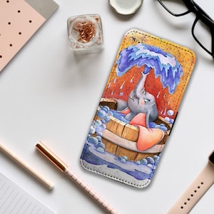 Funda para teléfono tipo billetera con insertos para tarjetas, funda de cuero personalizada para teléfono, estuche para teléfono personalizado, Disney Dumbo: ¡agrega tu nombre!