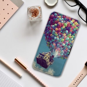 Capa de celular tipo carteira com compartimentos para cartões, capa de celular personalizada, capa de celular personalizada, Disney Up, Carl e Russell, a aventura está aí!