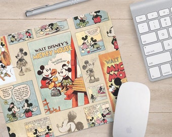 Gaming Mouse Pad, Non-slip Rubber base Mouse Mat, Waterproof Surface, Office Working, Disney, Mickey Mouse, Comic, Vintage - Add your Name!