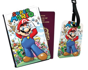 Personalised Passport Cover and Luggage Tag, Drawing, Gift, Adventure, Disneyland, Road Trip, Super Mario