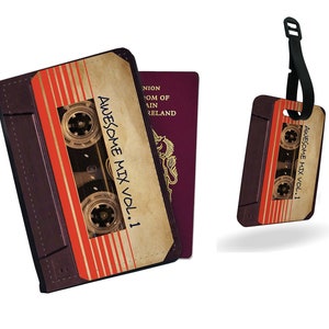 Personalisierte Passhülle, benutzerdefinierte Gepäckanhänger, Marvel Travel Set Geschenk, Avengers Guardians Of The Galaxy, Super Mix Vol. 1