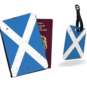 Personalised Passport Cover, Customised Luggage tag, Travel Gift Set, Travel Gift, Wanderlust, Flag, Scotland - All Countries Available!