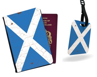 Personalised Passport Cover, Customised Luggage tag, Travel Gift Set, Travel Gift, Wanderlust, Flag, Scotland - All Countries Available!