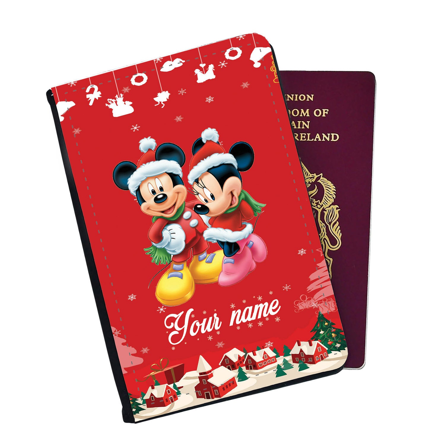 Discover Personalized Disney Mickey Mouse and Minnie Merry Christmas Passport Cover