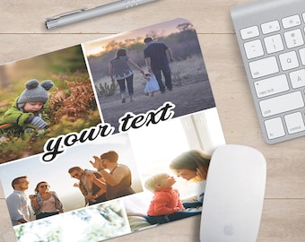 Alfombrilla de ratón con collage de fotos personalizado, alfombrilla para ratón para juegos, base de goma antideslizante, superficie impermeable, para oficina.