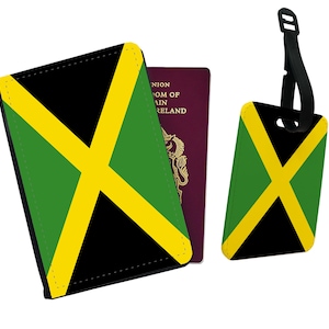 Gepersonaliseerde paspoorthoes, aangepast bagagelabel, reiscadeauset, reiscadeau, reislust, vlag, Jamaica - alle landen beschikbaar!