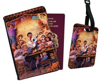Personalised Passport Cover, Customised Luggage tag, Travel Gift Set, Disney Coco, Miguel, Pursuing your dreams, Music