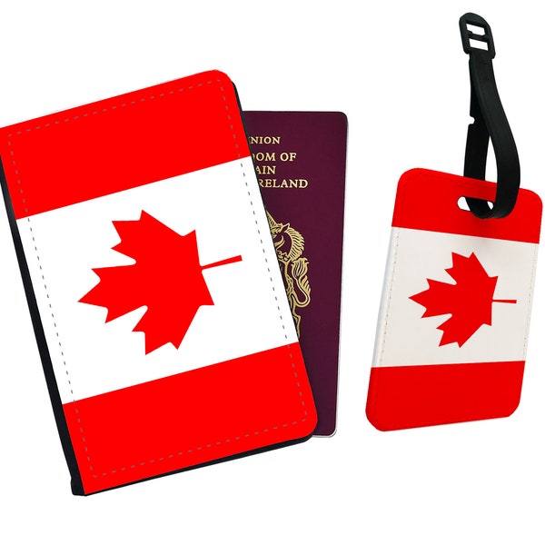 Personalised Passport Cover, Customised Luggage tag, Travel Gift Set, Travel Gift, Wanderlust, Flag, Canada - All Countries Available!