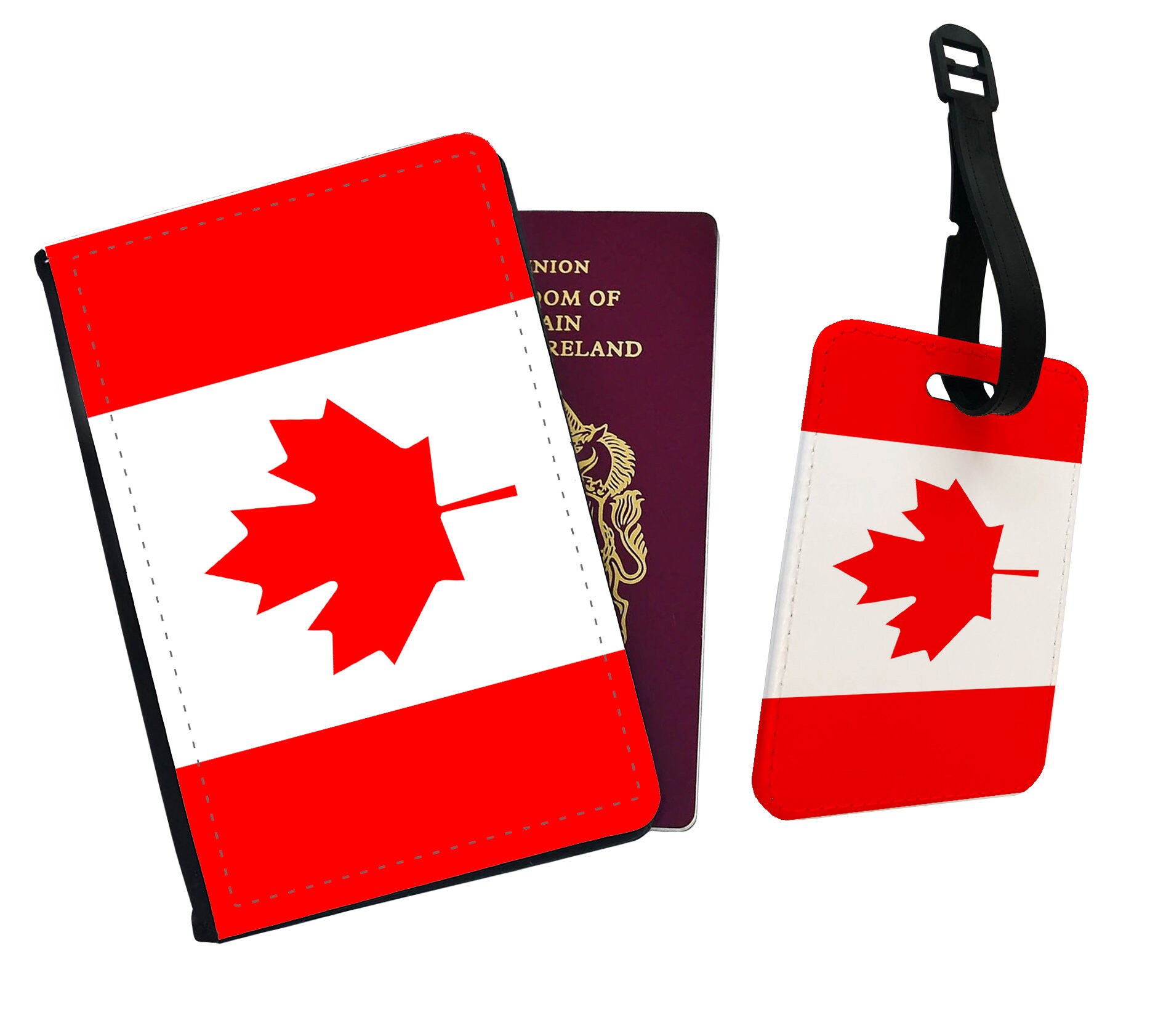 WOPQS Porte-Passeport Drapeau Canada 14 Cm - Accessoire Voyage Cuir Élégant Et Fin