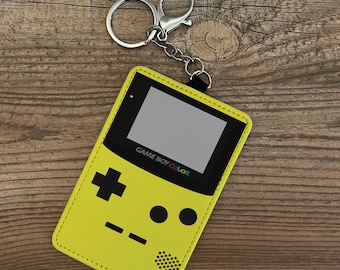 Tarjetero de piel sintética personalizado, llavero, soporte para cordón, soporte para memoria USB, regalo personalizado, Gameboy con tu nombre