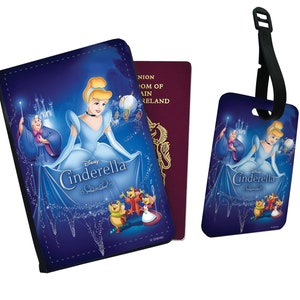 Gepersonaliseerde paspoorthoes, aangepast bagagelabel, aangepaste reisset, kinderpaspoorthouder, cadeau voor haar, Disney-prinses Assepoester
