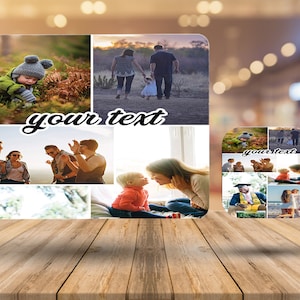 Custom Photo Collage High Gloss Table Mat, Square Placement and Coffee Coaster Set, Custom Gift for Special Occasions